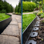 Woodside 20m Flexible Garden Lawn Border Edging | Charcoal Landscape Edging with Grounding Spikes