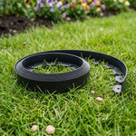 Woodside 10m Flexible Garden Lawn Border Edging | Charcoal Landscape Edging with Grounding Spikes