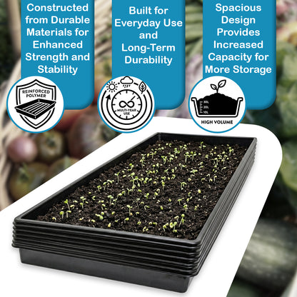 Woodside 6 Pack Large Growbag Trays | 100cm x 40cm Heavy Duty Plastic Plant Growing Trays for Garden Vegetables