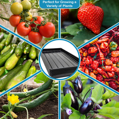 Woodside 6 Pack Large Growbag Trays | 100cm x 40cm Heavy Duty Plastic Plant Growing Trays for Garden Vegetables