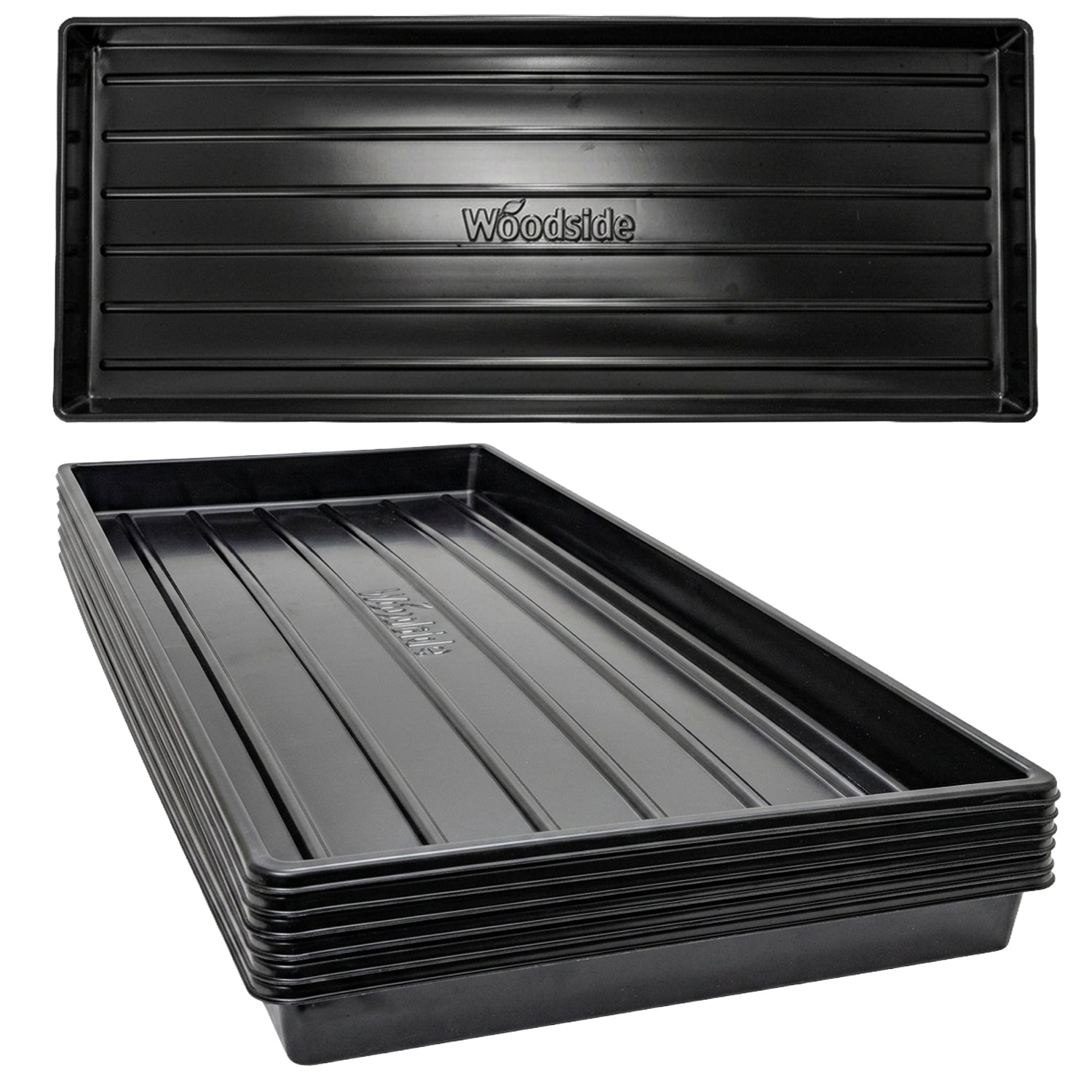 Woodside 6 Pack Large Growbag Trays | 100cm x 40cm Heavy Duty Plastic Plant Growing Trays for Garden Vegetables