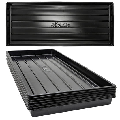 Woodside 6 Pack Large Growbag Trays | 100cm x 40cm Heavy Duty Plastic Plant Growing Trays for Garden Vegetables