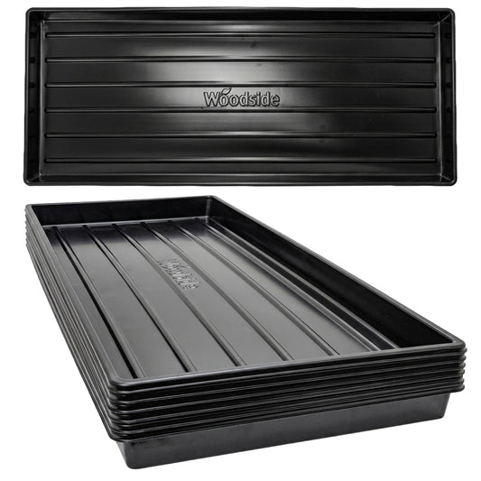 Woodside 6 Pack Large Growbag Trays | 100cm x 40cm Heavy Duty Plastic Plant Growing Trays for Garden Vegetables