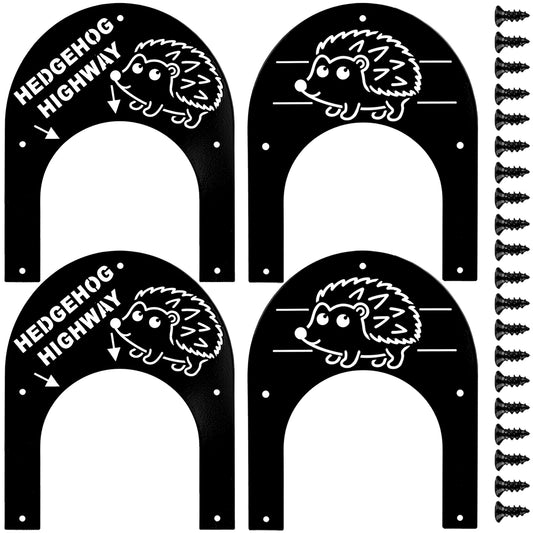 Woodside Hedgehog Highway Metal Fence Gates 4 Pack | Galvanised Iron
