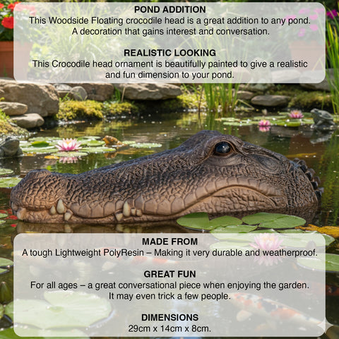 Woodside Floating Garden Pond Water Feature Crocodile/Alligator Ornament Head