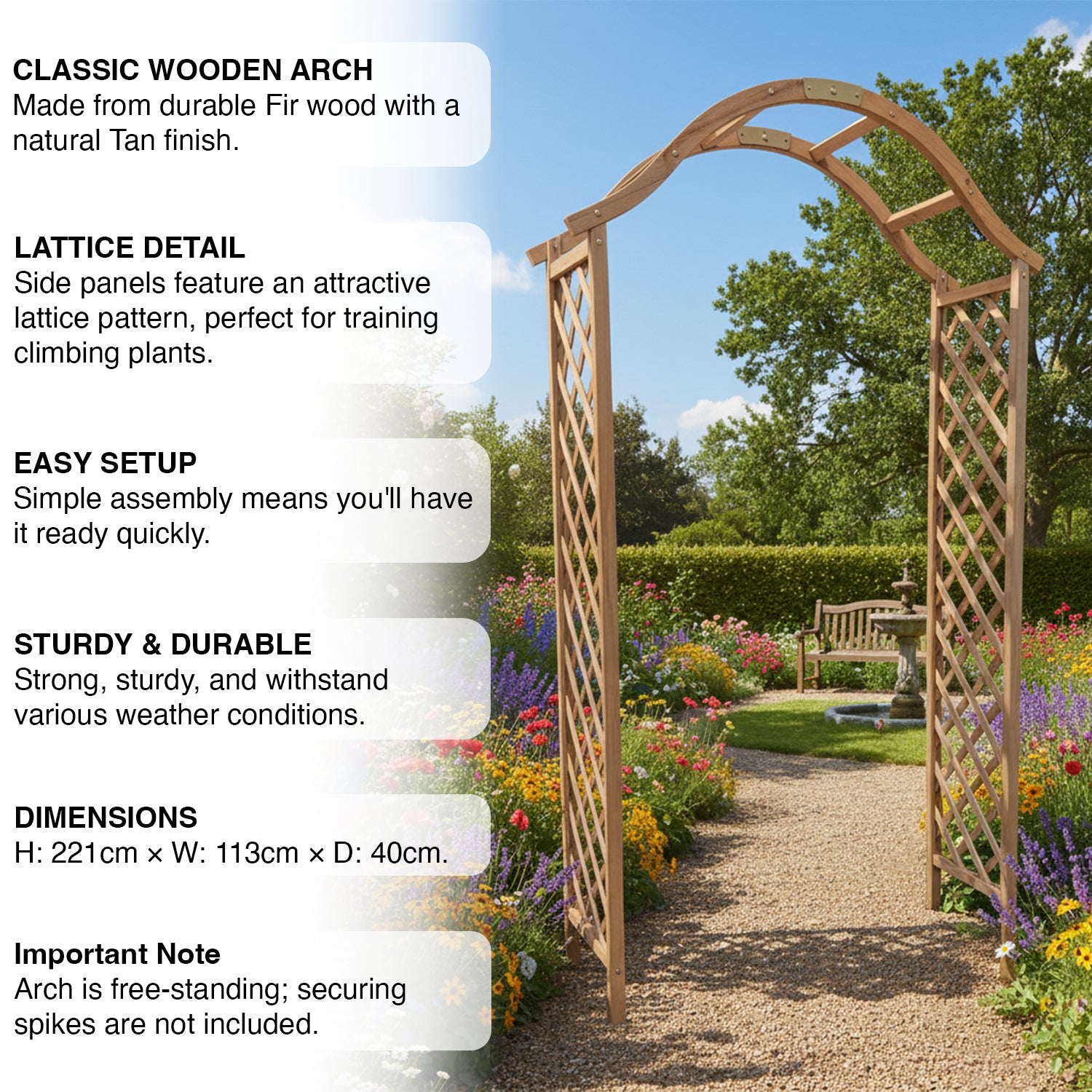 Woodside Keswick Wooden Trellis Garden Arch