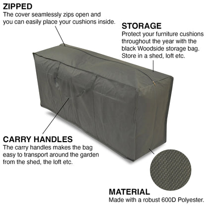 Woodside Grey Heavy Duty Outdoor Garden Furniture Cushion Storage Bag Case