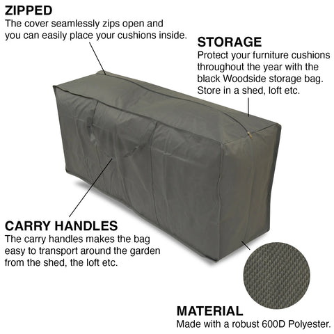 Woodside Grey Heavy Duty Outdoor Garden Furniture Cushion Storage Bag Case