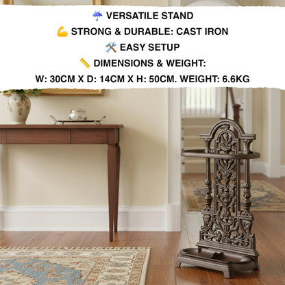 Woodside Ornate Vintage Cast Iron Umbrella/Walking Stick Stand