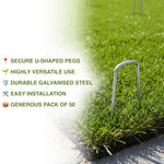 50 x Galvanised U-Pins Artificial Grass Garden Turf Fixing Pegs Weed Fabric