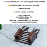 Woodside Cast Iron 3 in 1 Boot Brush, Jack & Scraper Outdoor Shoe Mud Cleaner
