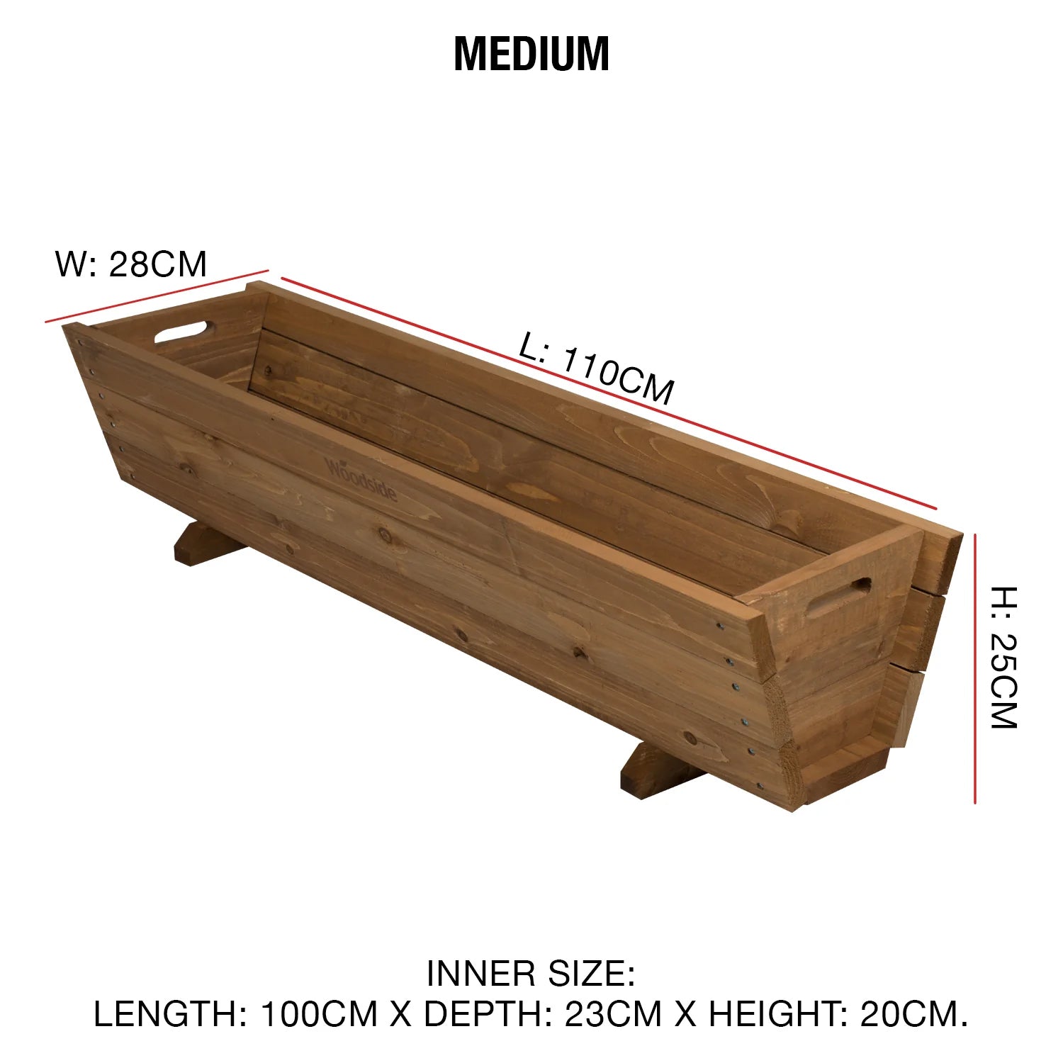 Woodside Sutton Wooden Garden Planter Plant/Flower Trough Container Box