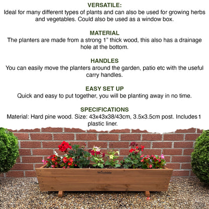 Woodside Sutton Wooden Garden Planter Plant/Flower Trough Container Box