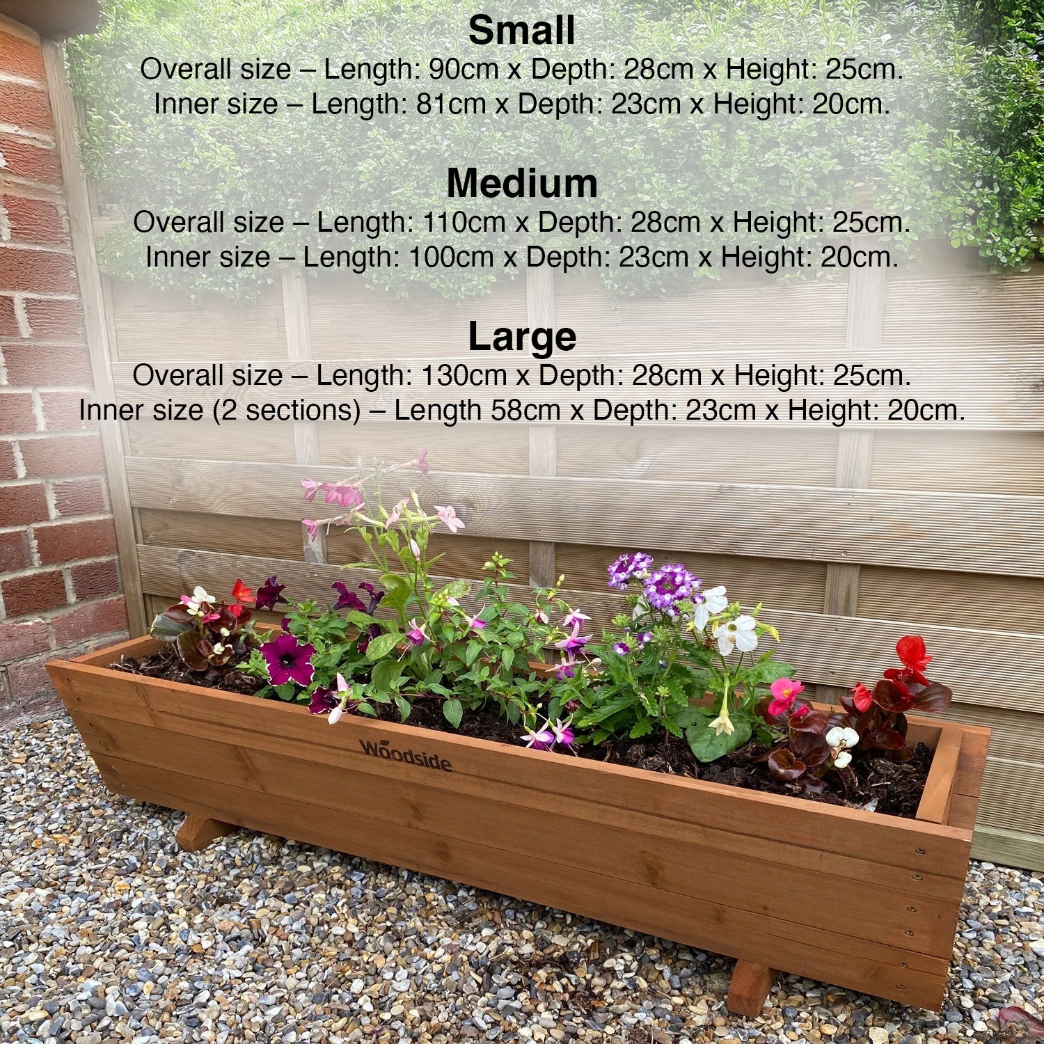 Woodside Sutton Wooden Garden Planter Plant/Flower Trough Container Box