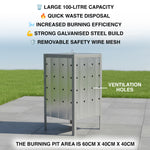 Woodside Square Garden Galvanised Steel Rubbish Incinerator - 100L Capacity