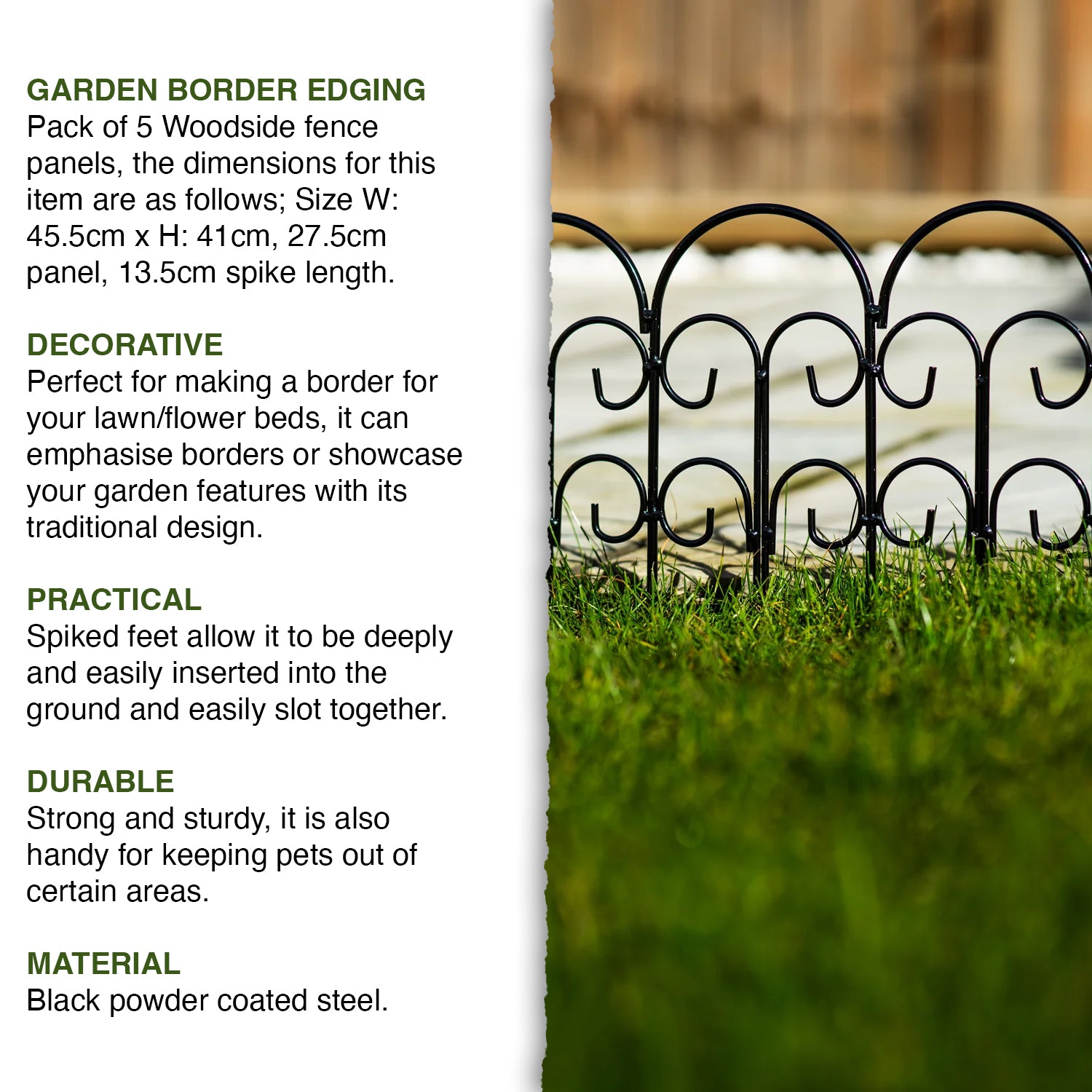 Woodside Twist Garden Border Edging 5 Pack, 2.25m Total Length
