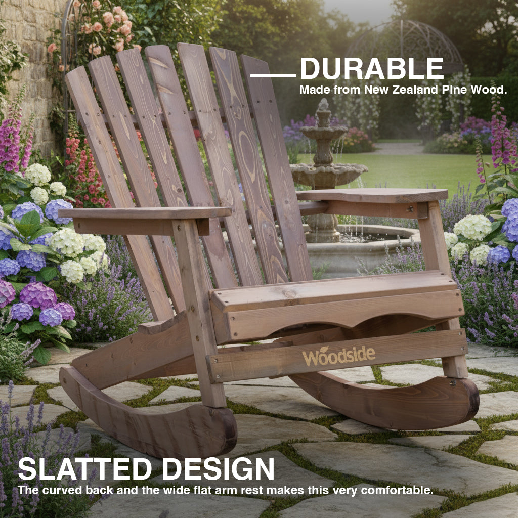 Woodside Aldeby Adirondack Outdoor Garden Patio Wooden Rocking Chair