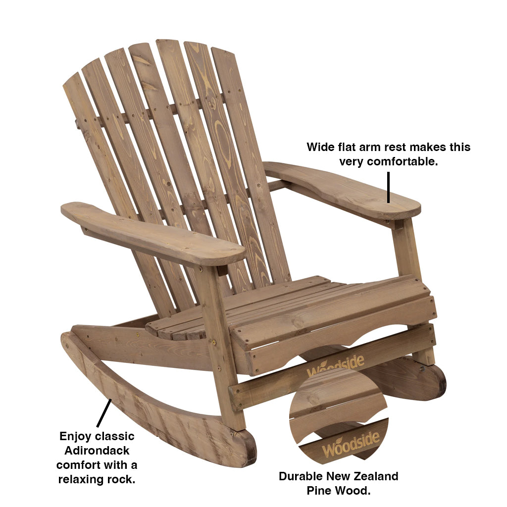 Woodside Aldeby Adirondack Outdoor Garden Patio Wooden Rocking Chair