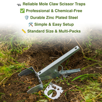 2 Pack of Woodside Heavy Duty Mole Claw Scissor Traps Fast Humane Kill