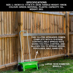 Woodside 12L Garden Lawn Seed/Fertiliser Spreader Grass Weed Feed Salt Gritter