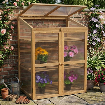 Woodside Outdoor Wooden Plant Flower Vegetable Cold Frame Cupboard Growhouse