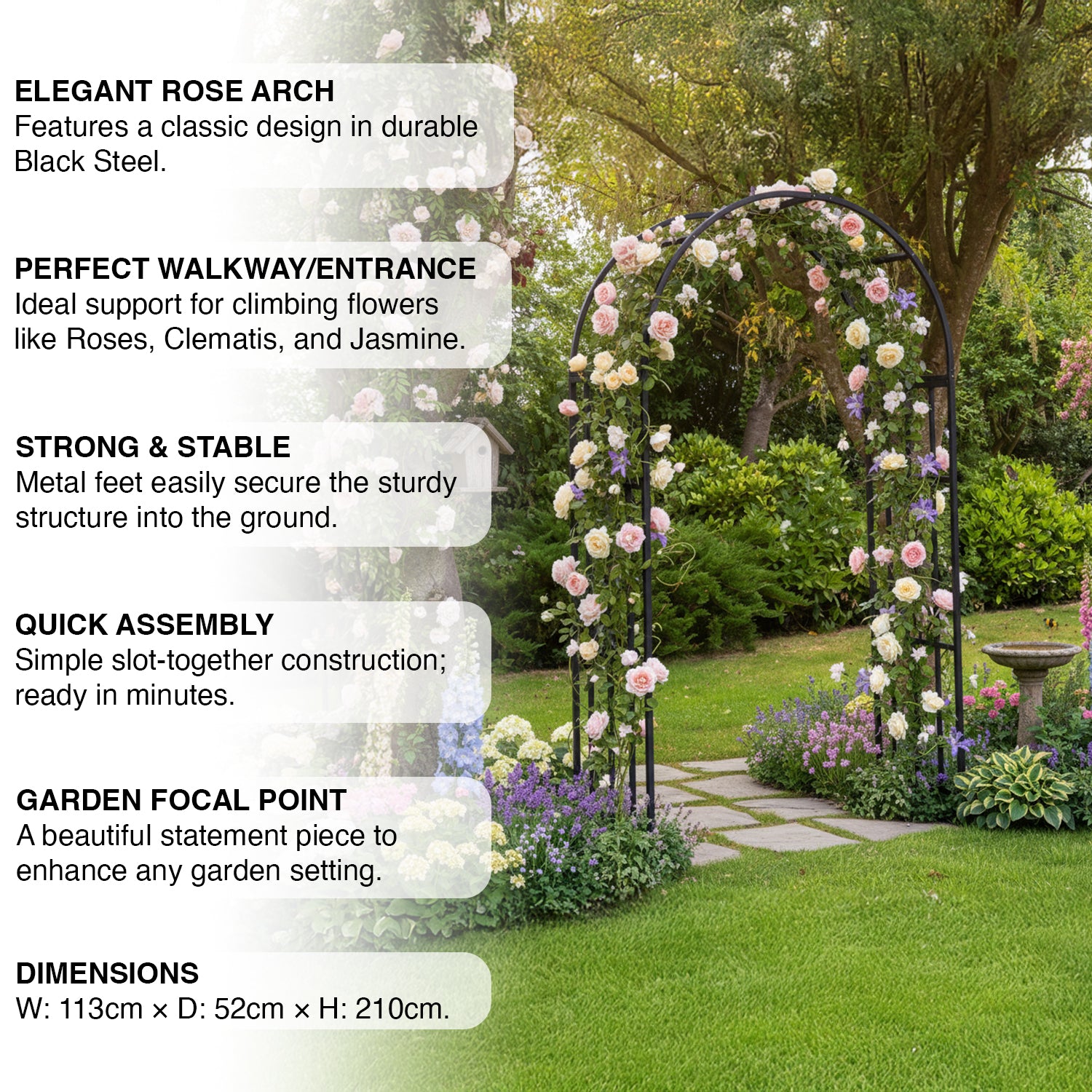 Woodside Ingworth Decorative Metal Garden Rose Arch