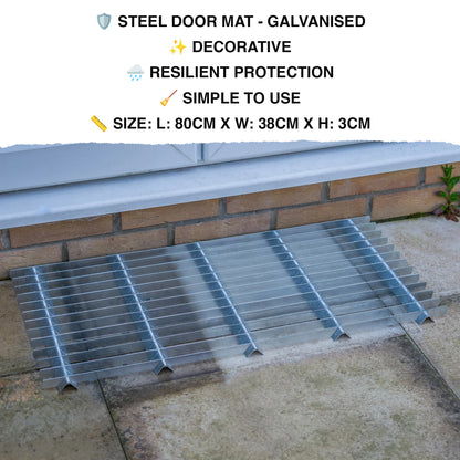 Woodside Large Rectangle Heavy Duty Galvanised Steel Garden Door Mat