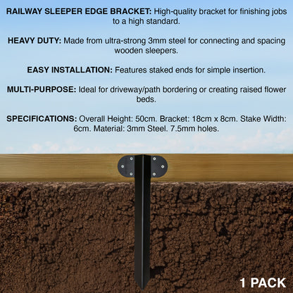 Woodside Steel Railway Sleeper Bracket Heavy Duty Driveway Path Edging