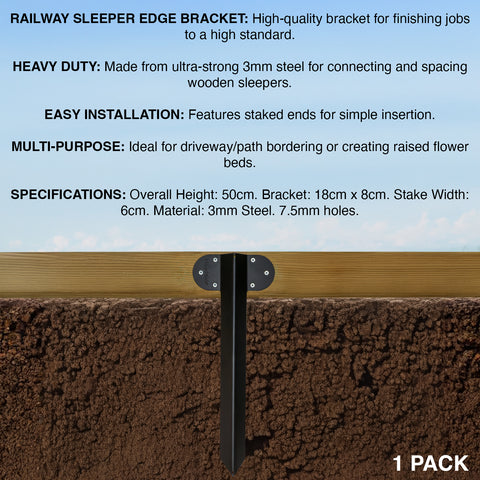 Woodside Steel Railway Sleeper Bracket Heavy Duty Driveway Path Edging