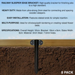 Woodside Pack of 8 Steel Railway Sleeper Bracket Heavy Duty Driveway Path Edging