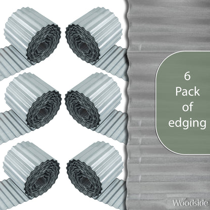 Woodside Galvanised Steel Lawn/Path Border Edging Flexible Fence Rolls - 6 Pack - 30m Total