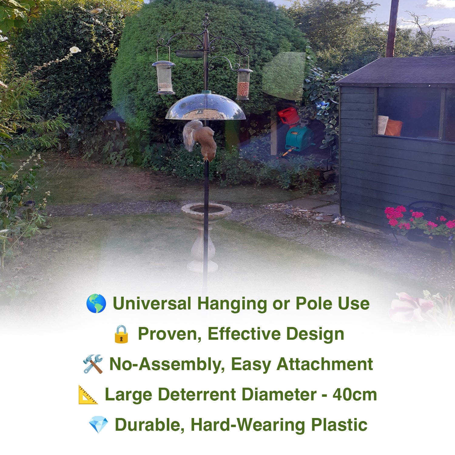 Woodside Plastic Universal Squirrel Baffle Dome with Hook, Bird Feed Guard