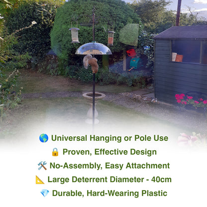 Woodside Plastic Universal Squirrel Baffle Dome with Hook, Bird Feed Guard
