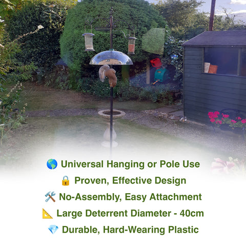 Woodside Plastic Universal Squirrel Baffle Dome with Hook, Bird Feed Guard