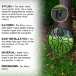 Woodside Ryton Decorative Round Outdoor Garden Mirror, Dia: 60cm
