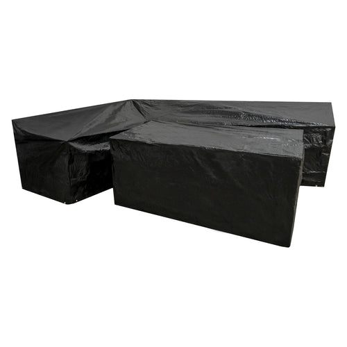 Woodside L Shape Outdoor Garden Corner Sofa & Table Dining Set Cover, Black
