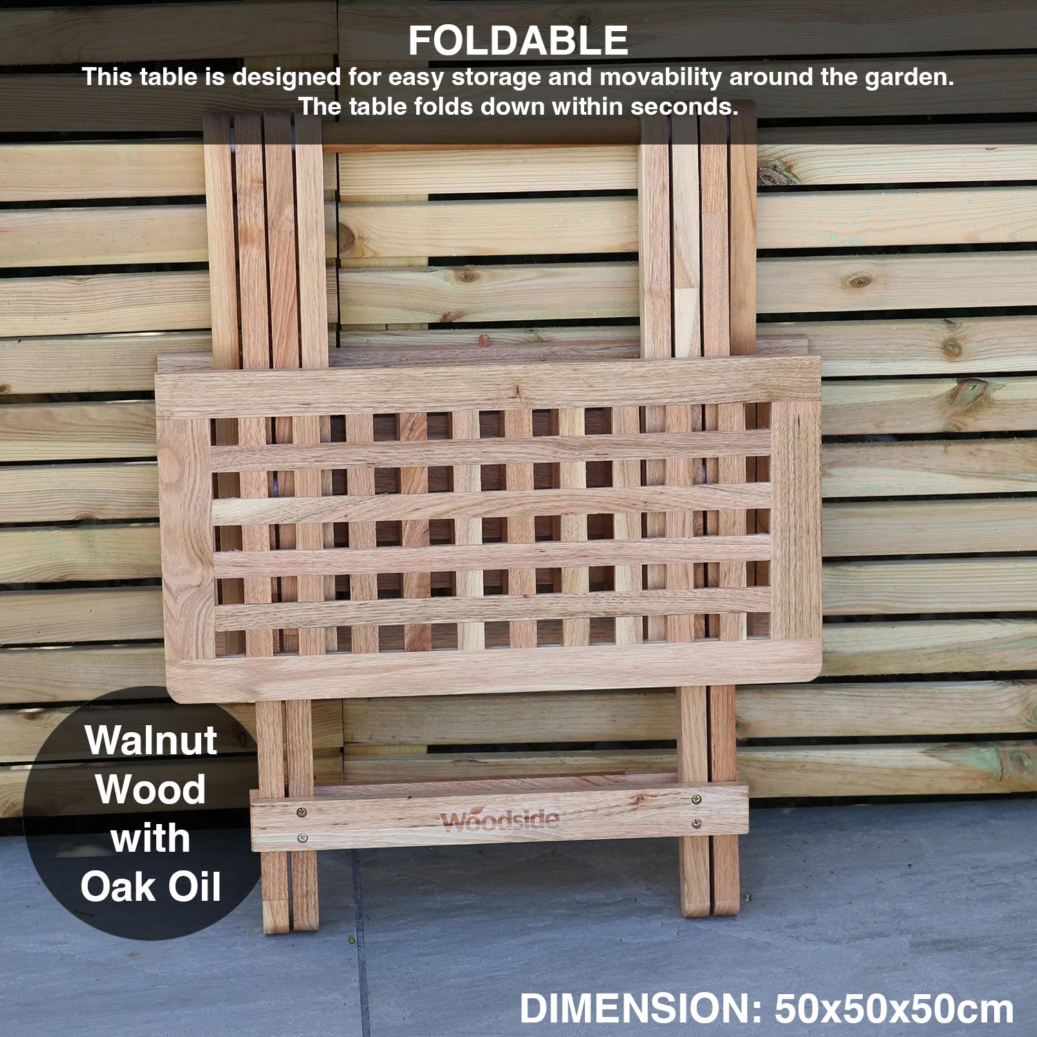 Woodside Belford Folding Walnut Wood Table