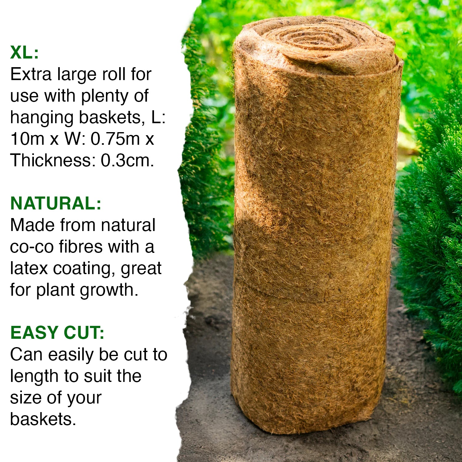 Woodside Coco Hanging Basket Liner Bulk Roll - 10m