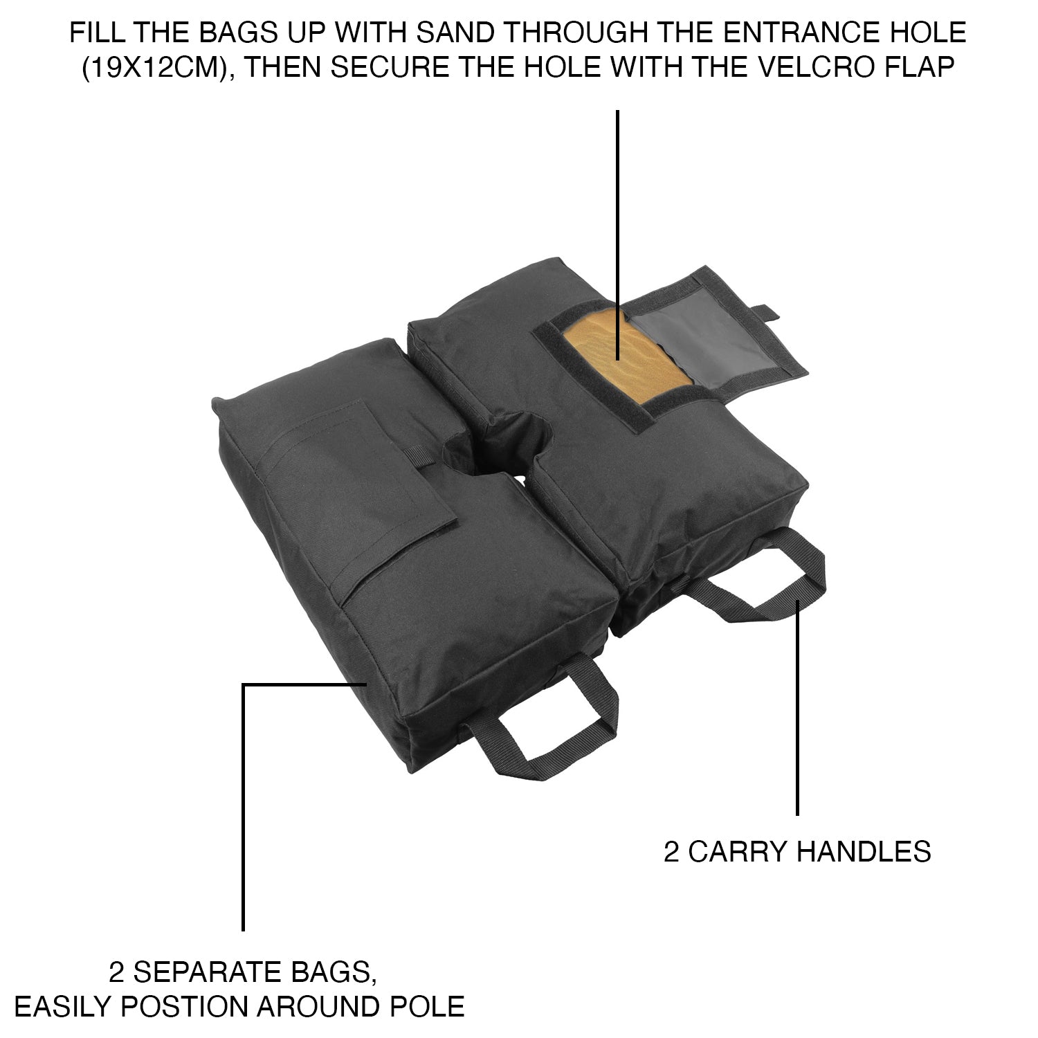 Woodside Square Umbrella Base Weight Sand Bag for Garden Cantilever Parasols