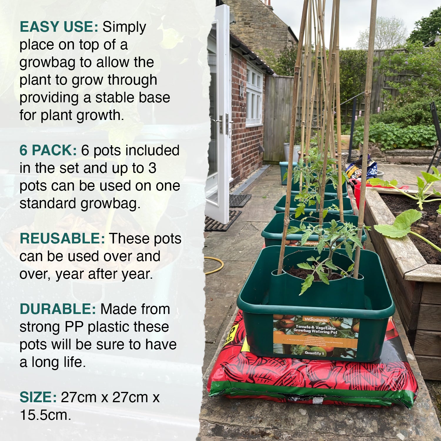 Woodside Tomato & Vegetable Growbag Watering Pots (pack of 6)