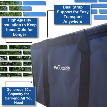Woodside Extra Large 50L Insulated Cooler Bag For Hot/Cold Food & Drink Delivery