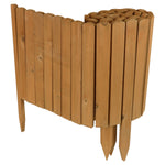 Woodside Wooden Log Roll Border Fence, Staked Garden Edging for Flower Beds