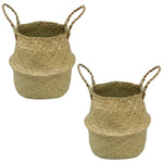 Woodside Seagrass Woven Wicker Storage Laundry Belly Basket, Pack of 2