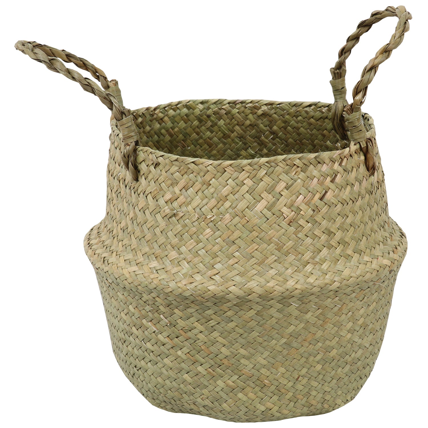 Woodside Seagrass Woven Wicker Storage Laundry Belly Basket, Pack of 2