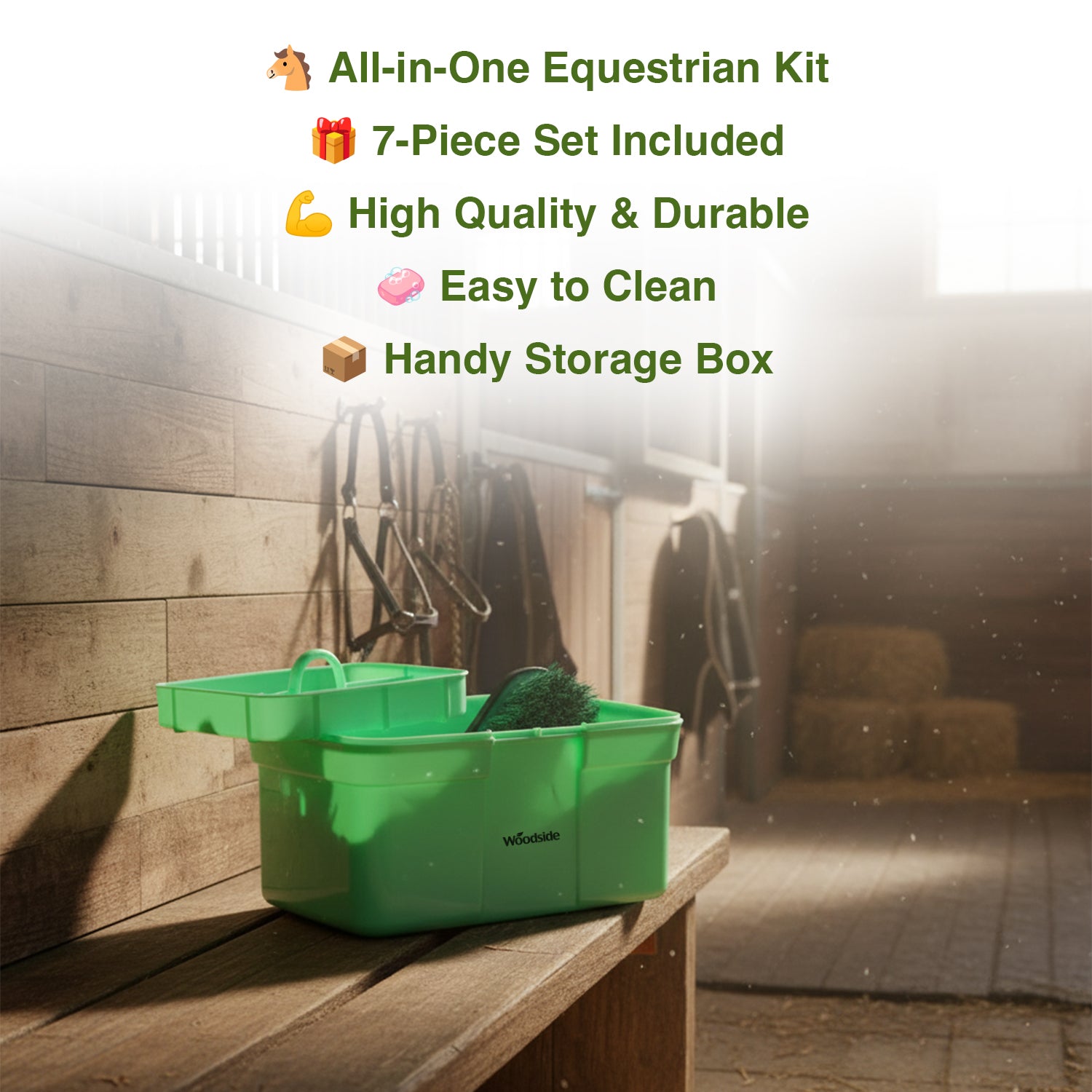 Woodside 8 Piece Equestrian Grooming Set for Horses & Ponies with Carry Case