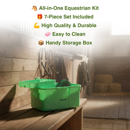 Woodside 8 Piece Equestrian Grooming Set for Horses & Ponies with Carry Case