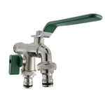 Woodside Brass Nickel Plated ½ Double Outlet Garden Tap, 2 x ¾" Hose Connectors