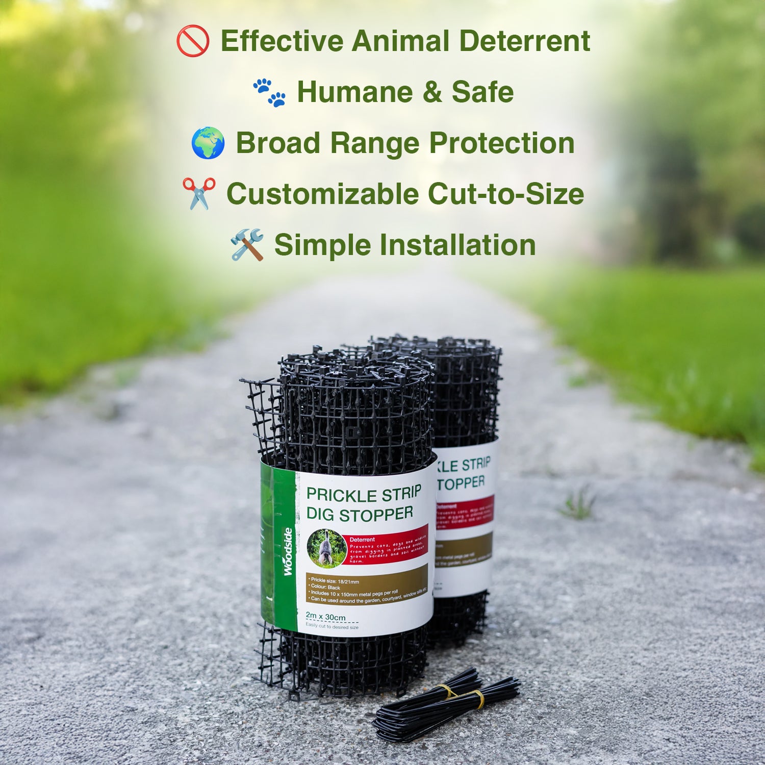 Woodside Prickle Strip Dig Stopper, Anti Dog & Cat Scat Mat, Garden Animal Scarer x 2