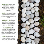 Lawn border edging with pebbles on a white background