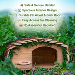 Woodside Hedgehog House & Hibernation Shelter with Bark Roof, Predator Proof Outdoor Habitat